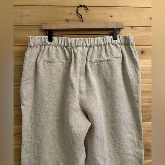 Chicos Size 3/16 Linen Ladder Trim Pull On Cropped Straight Leg Pants Breathable - Picture 4 of 11